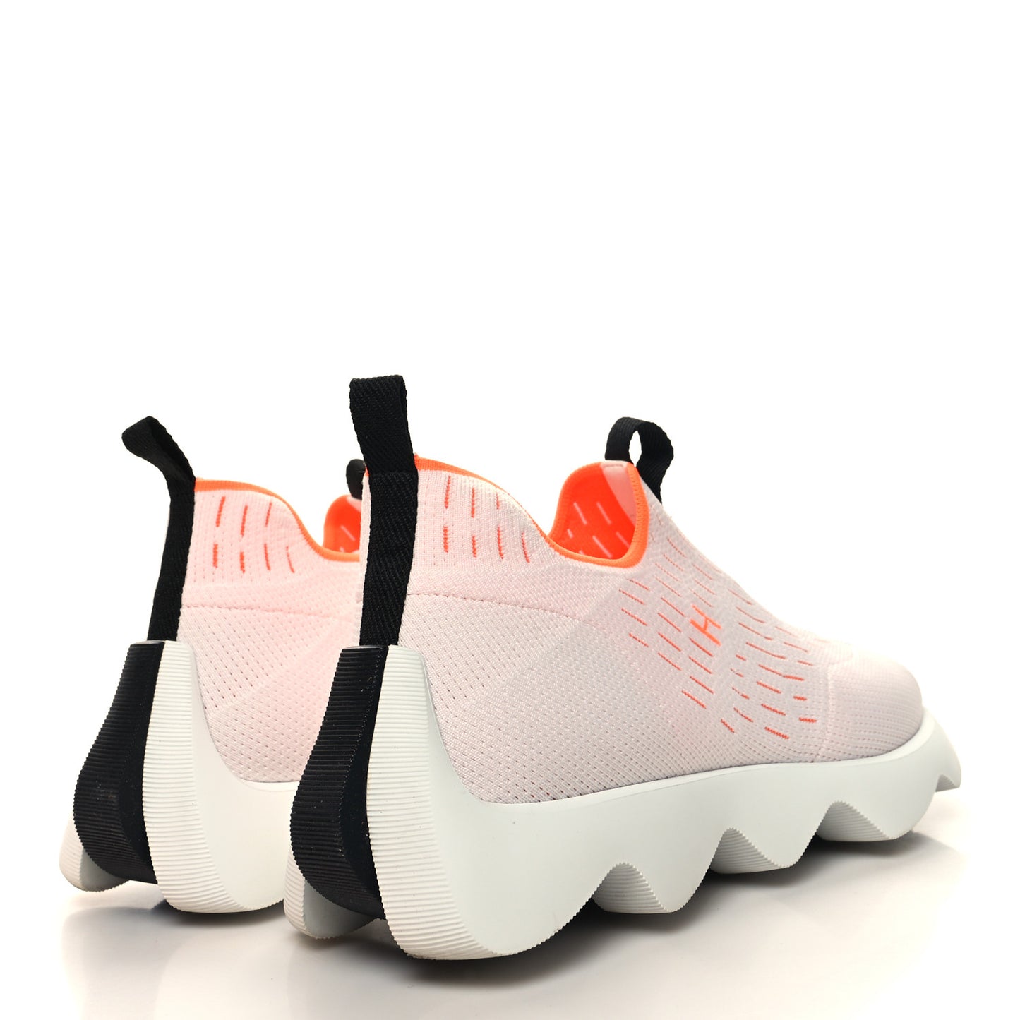 Technical Canvas Goatskin Womens Eclair Sneakers 40 White Orange