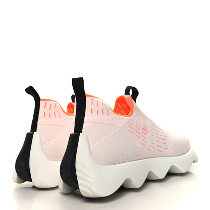 Hermes Technical Canvas Goatskin Womens Eclair Sneakers 40 White Orange 4 of 9