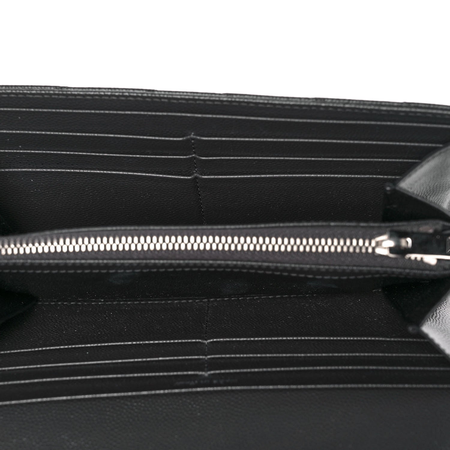 Saint Laurent Grain De Poudre Matelasse Chevron Monogram Flap Wallet Coal 5 of 11