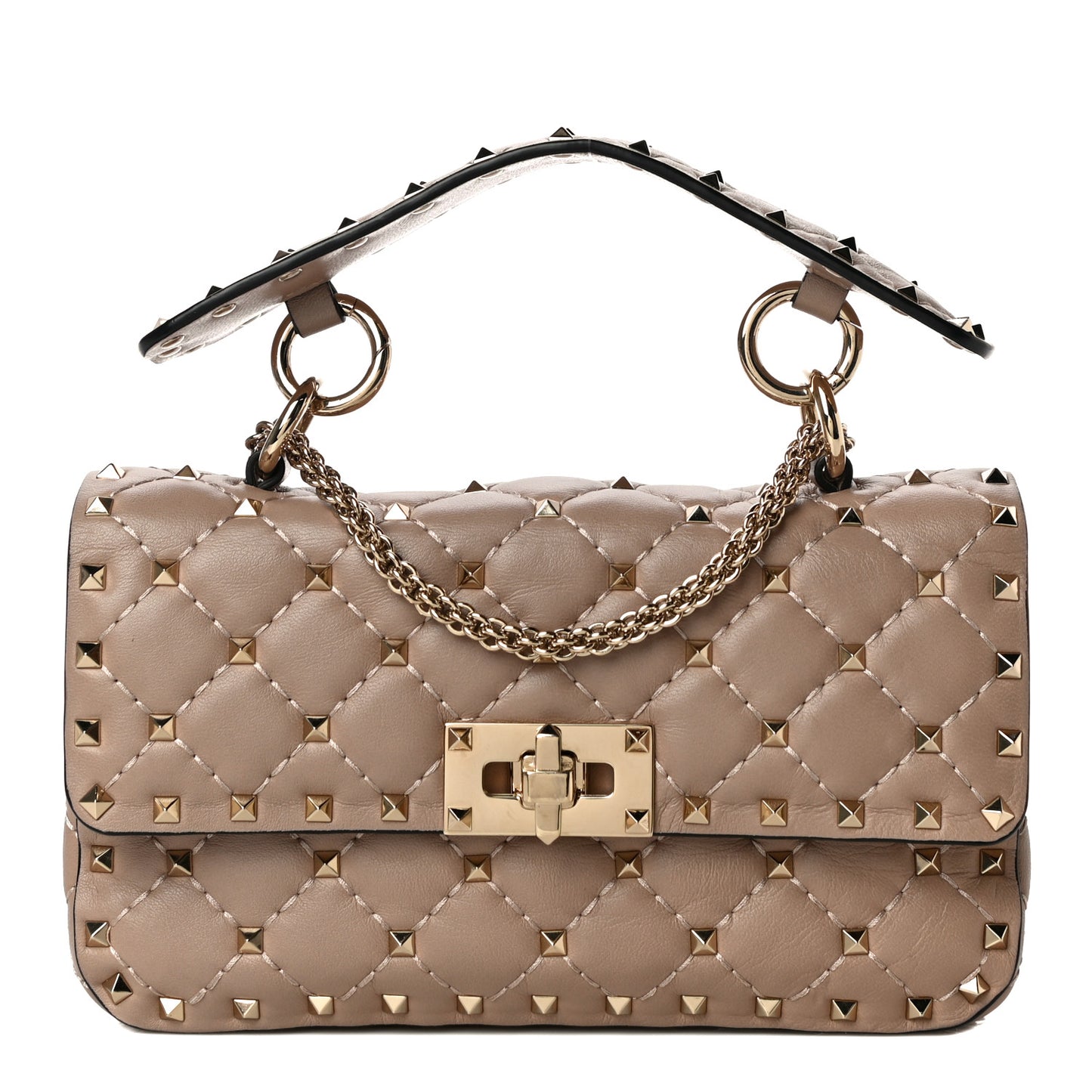 Nappa Small Rockstud Spike Shoulder Bag Poudre