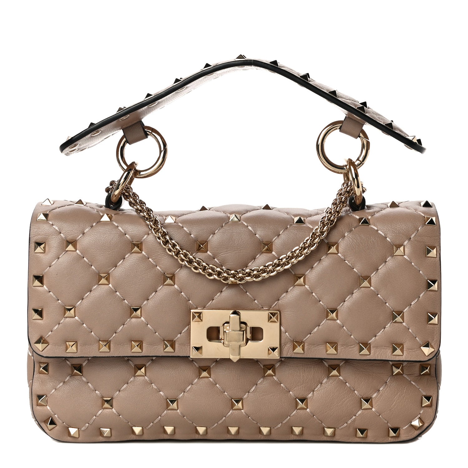 Valentino Garavani Nappa Small Rockstud Spike Shoulder Bag Poudre 1 of 11