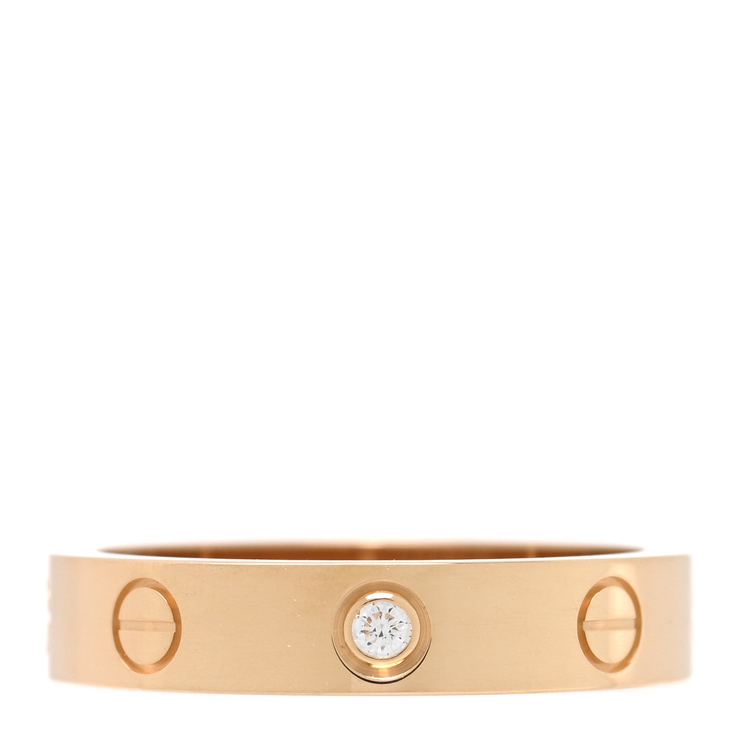 Cartier 18K Yellow Gold Diamond 4mm LOVE Wedding Band Ring 53 6.5 1 of 4