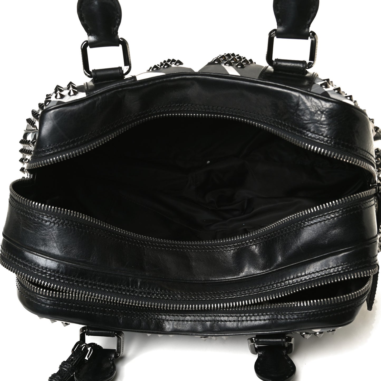 Nylon Beat Check Studded Satchel Black