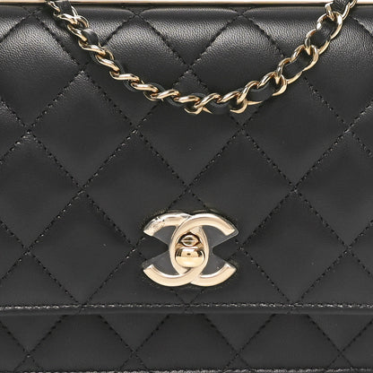 Chanel Lambskin Quilted Trendy CC Wallet On Chain WOC Black 9 of 12