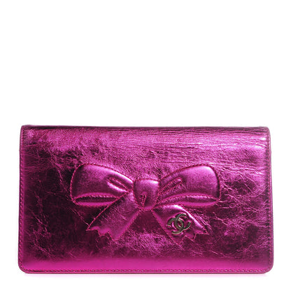 Chanel Metallic Calfskin Bow Yen Wallet Pink 1 of 8