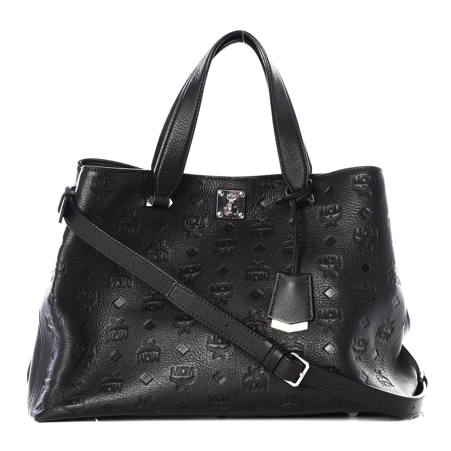 MCM Calfskin Ottomar Monogram Large Essential Tote Black 1 of 14