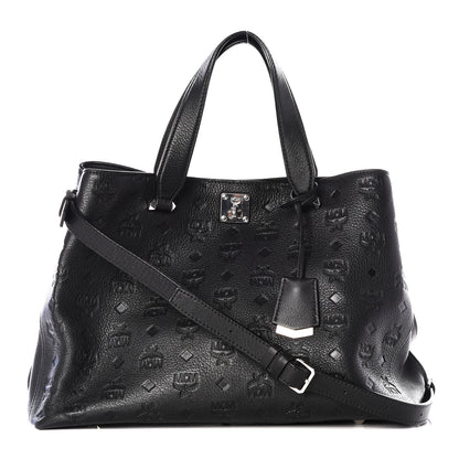 MCM Calfskin Ottomar Monogram Large Essential Tote Black 1 of 14
