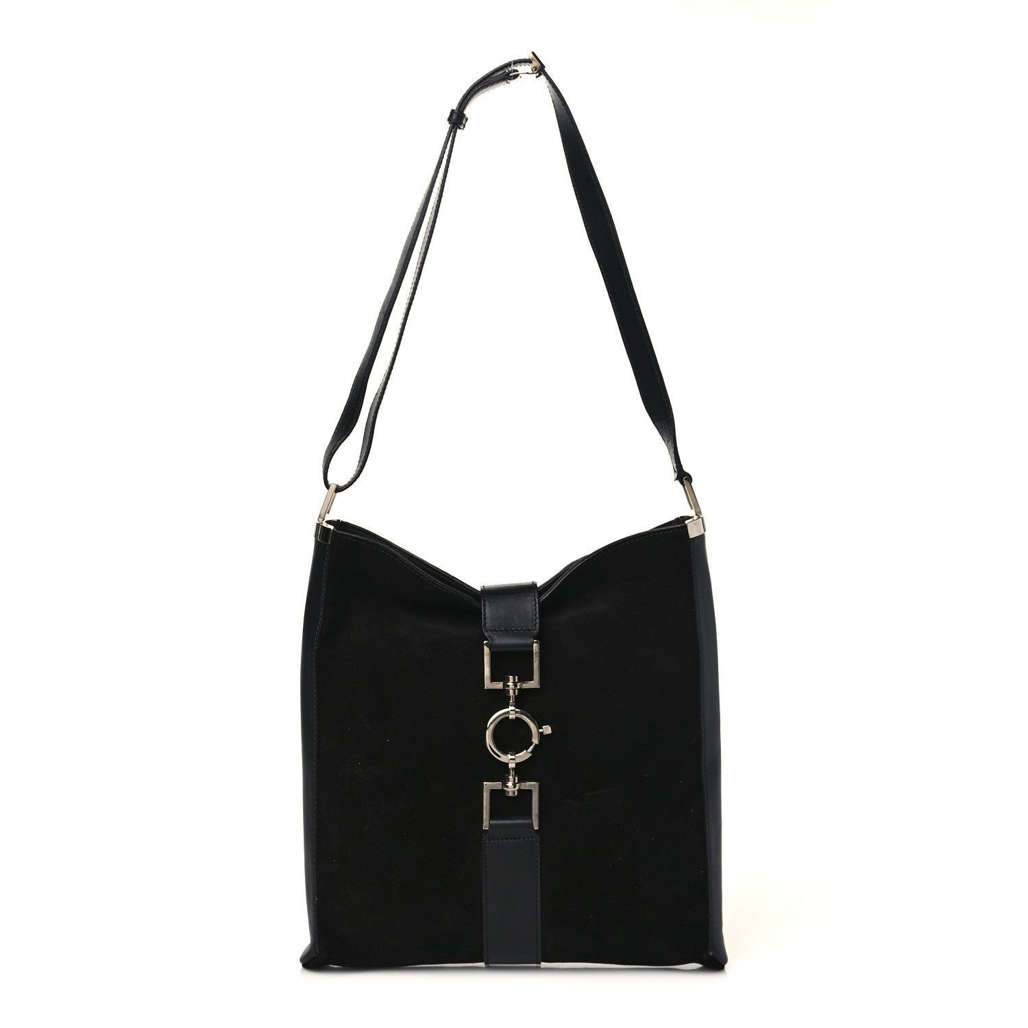 Gucci Suede Calfskin Jackie O Vertical Tote Black 1 of 10