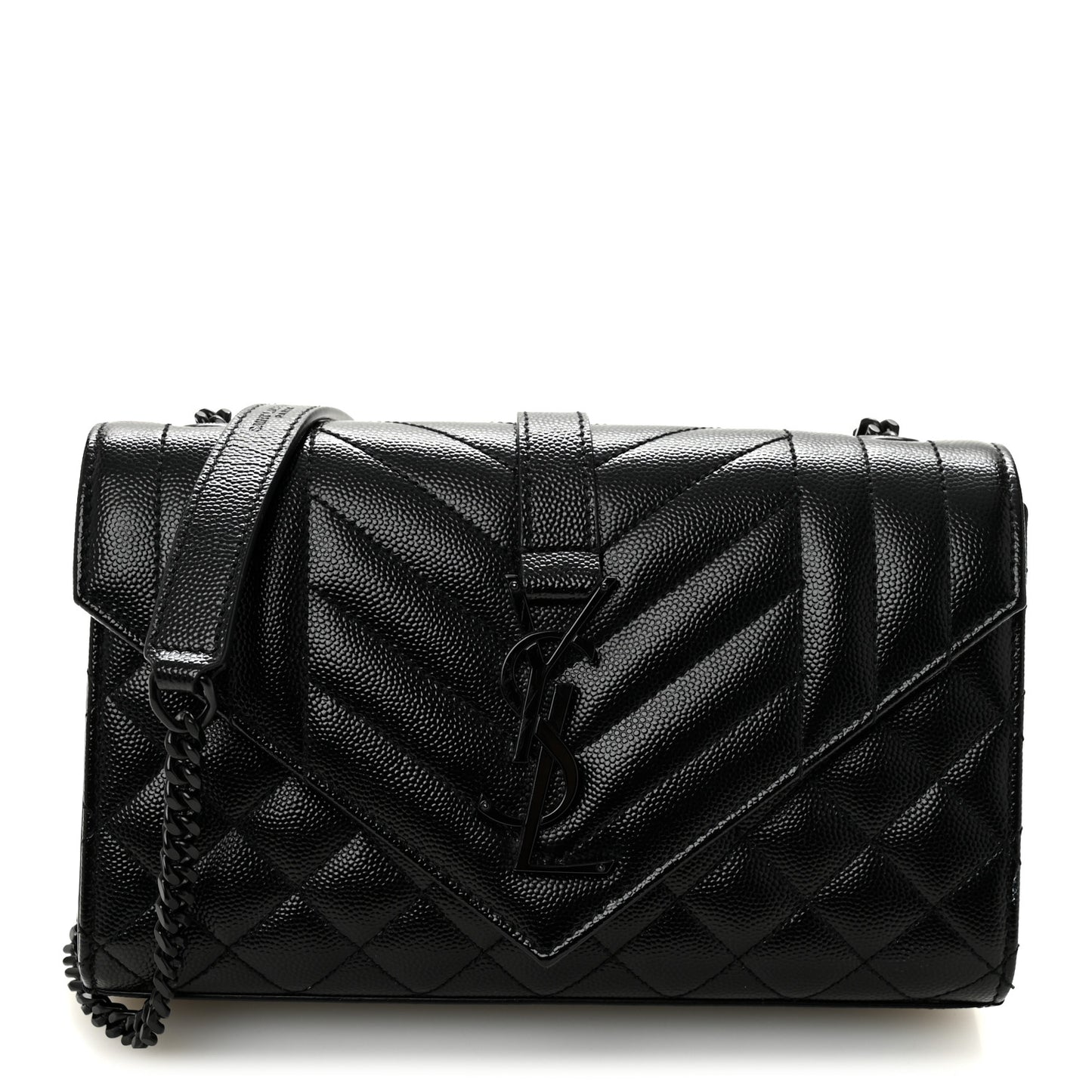 Grain De Poudre Textured Mixed Matelasse Triquilt Small Monogram Monochrome Satchel Black