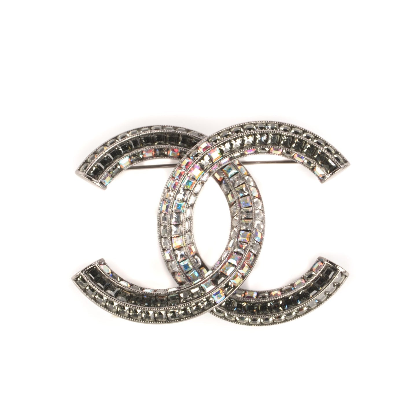 Ruthenium Crystal Baguette CC Brooch Multicolor