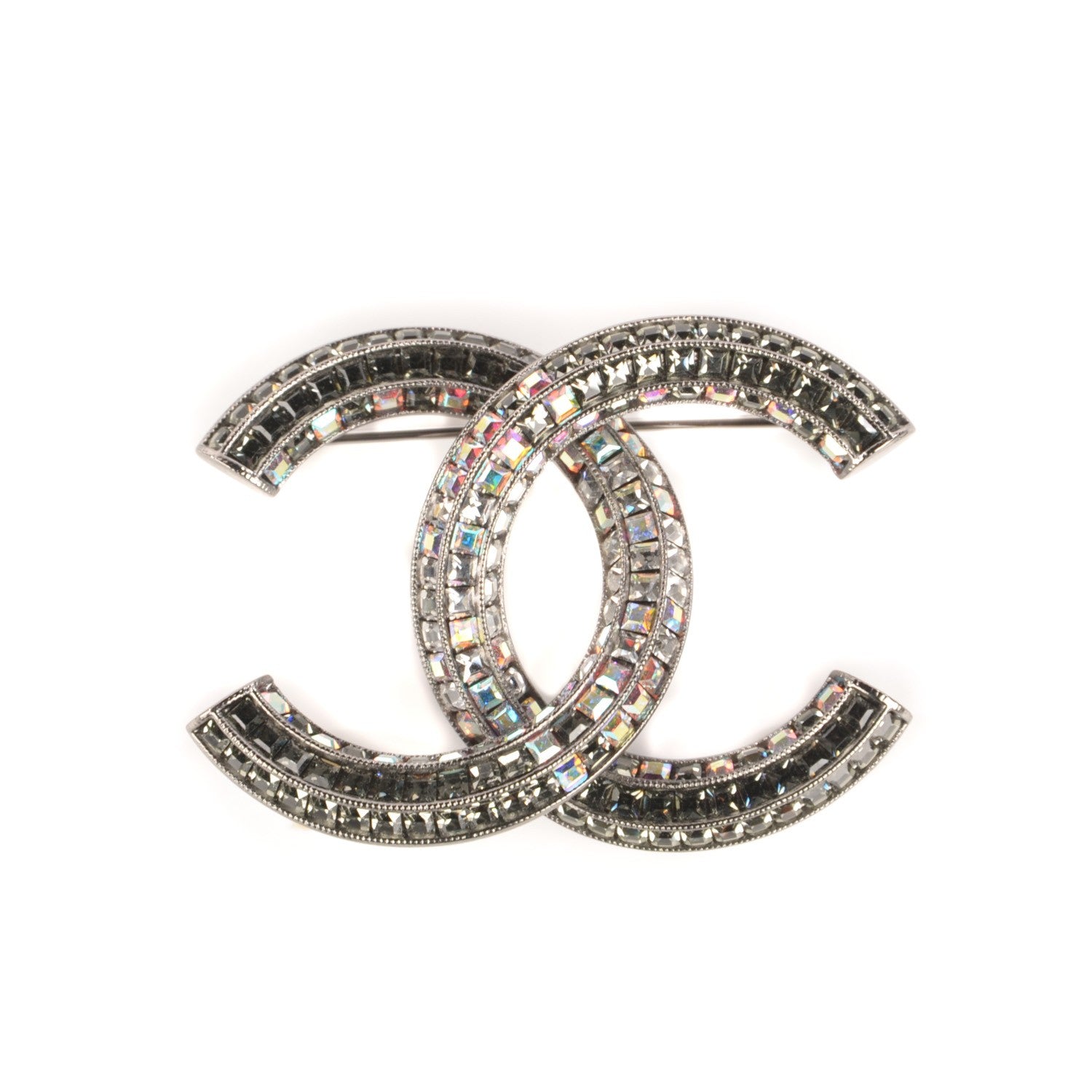 Chanel Ruthenium Crystal Baguette CC Brooch Multicolor 1 of 4