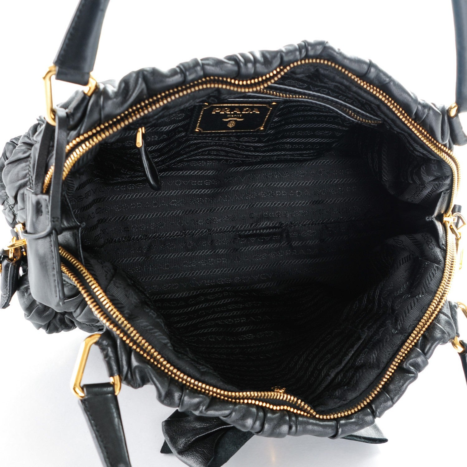 Prada Nappa Gaufre Bow Shoulder Bag Nero Black 5 of 10