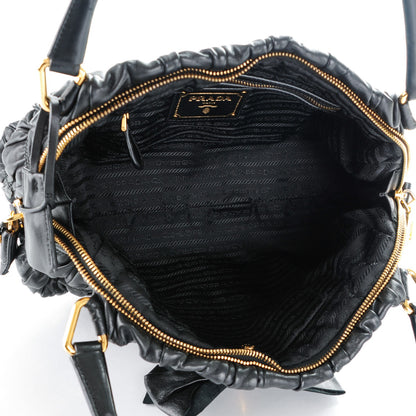 Prada Nappa Gaufre Bow Shoulder Bag Nero Black 5 of 10
