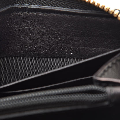Gucci Guccissima Margaux Calfskin Metal Bar Zip Around Wallet Black 7 of 8