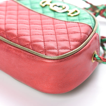 Gucci Laminated Nappa Trapuntata Mini Zumi Dome Shoulder Bag Rosso Jasmine Green Rame 9 of 9