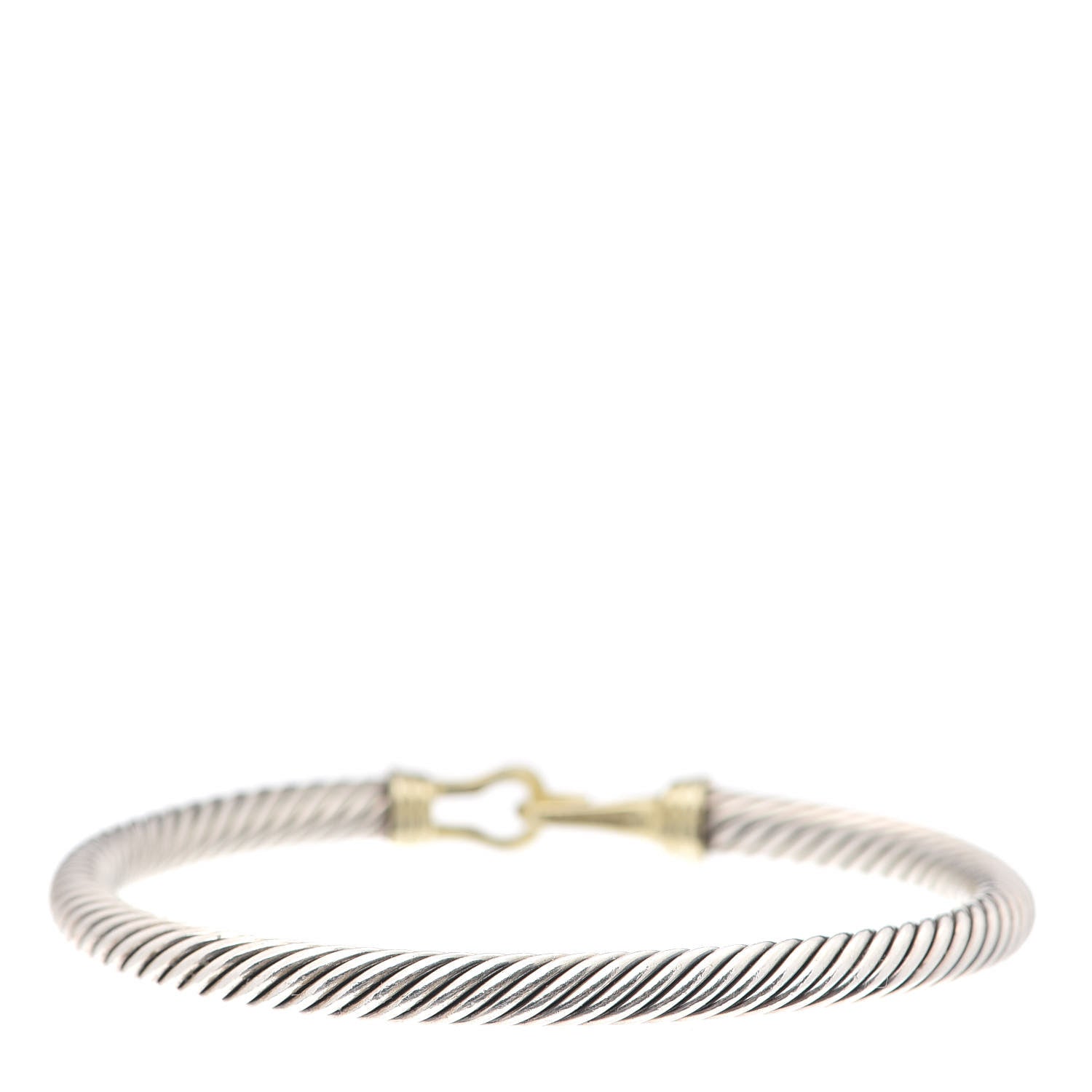 David Yurman Sterling Silver 14K Yellow Gold 5mm Cable Classic Buckle Bracelet 3 of 4