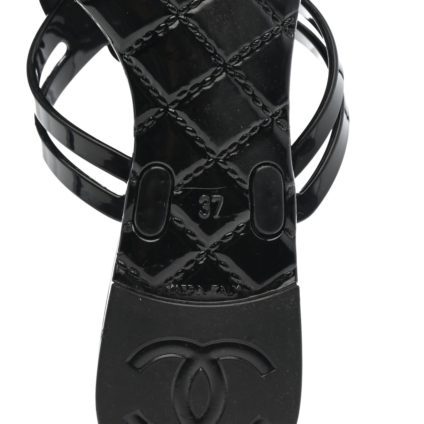Jelly Camellia Thong Sandals 37 Black
