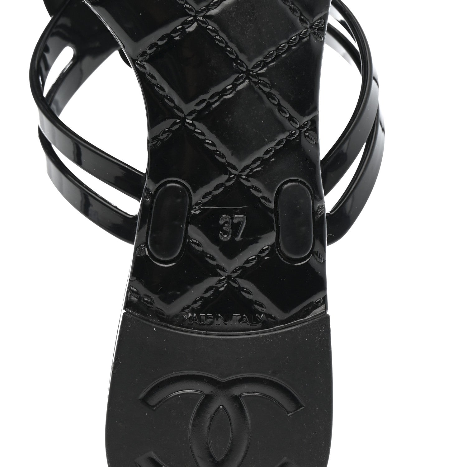 Chanel Jelly Camellia Thong Sandals 37 Black 7 of 10