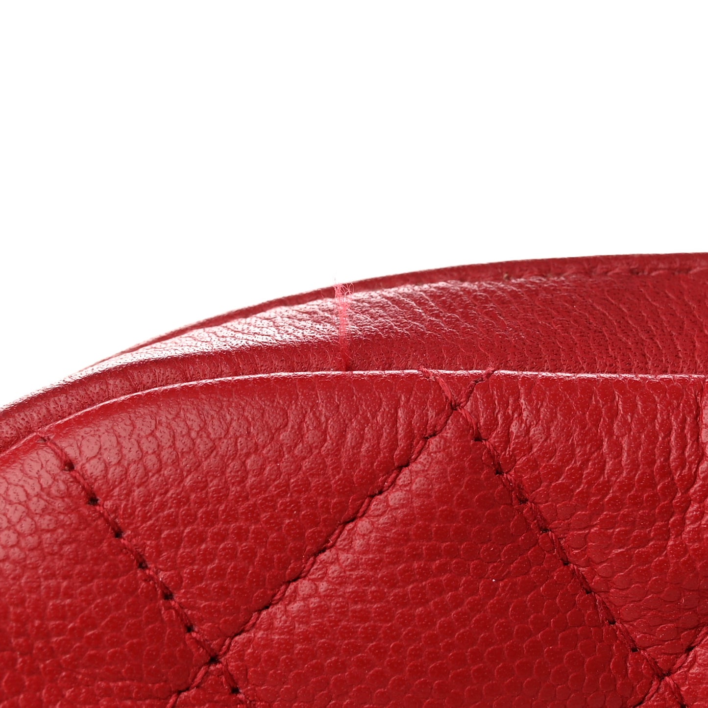 Caviar Quilted Small Curvy Pouch Cosmetic Case Red