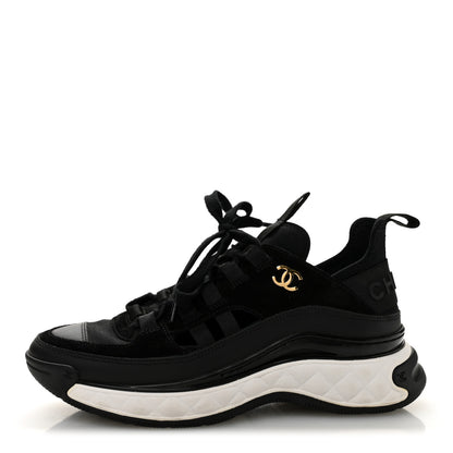 Chanel Velvet Calfskin Mixed Fibers CC Sneakers 35.5 Black 1 of 9