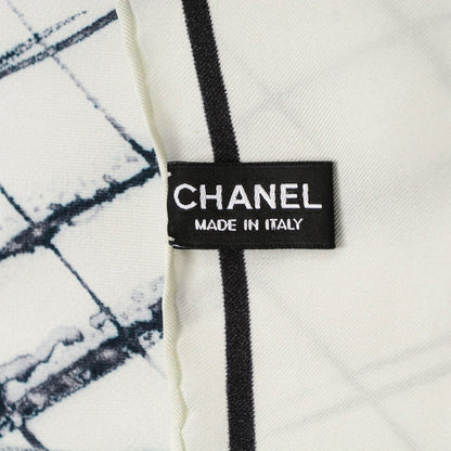 Chanel Silk X-Ray Scarf White Black 5 of 5