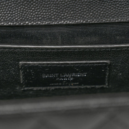 Saint Laurent Grain De Poudre Textured Mixed Matelasse Triquilt Medium Monogram Satchel Black 6 of 14