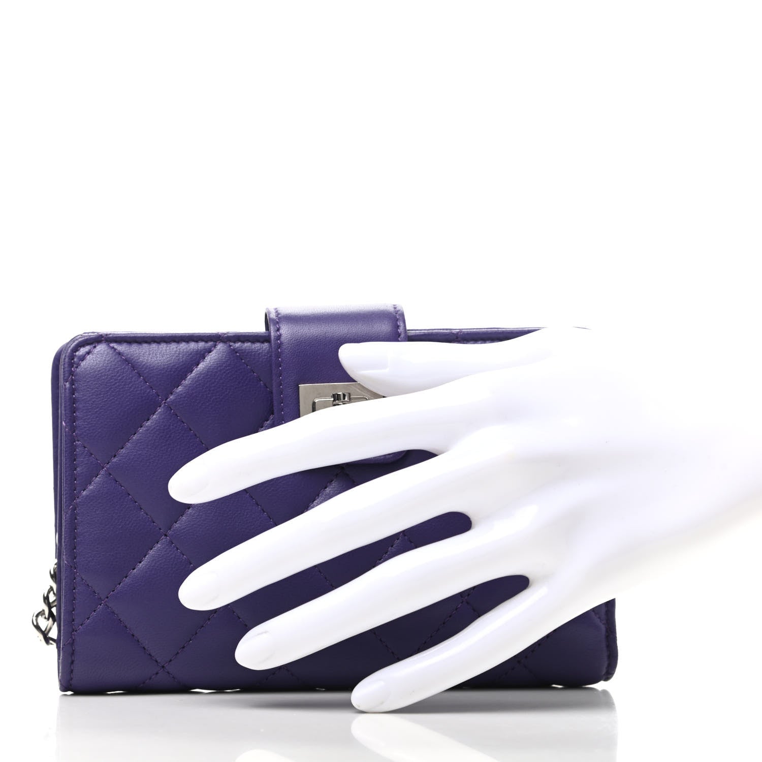 Chanel Lambskin Quilted Reissue Zipped Pocket Wallet Purple. 2 of 11