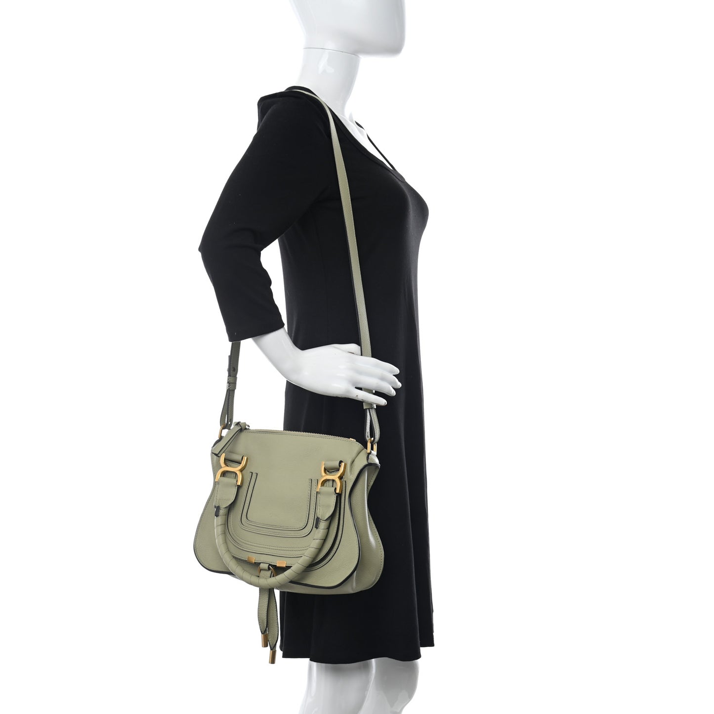 Calfskin Small Marcie Satchel Faded Green
