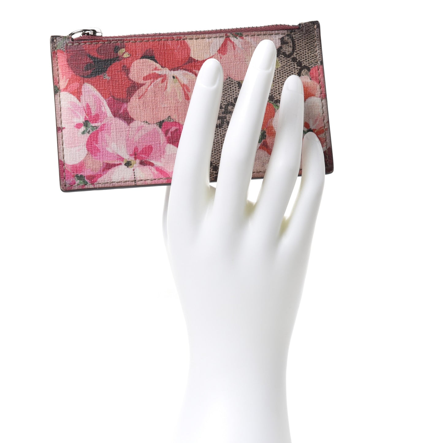 GG Supreme Monogram Blooms Coin Case Card Holder Beige Multicolor Dry Rose