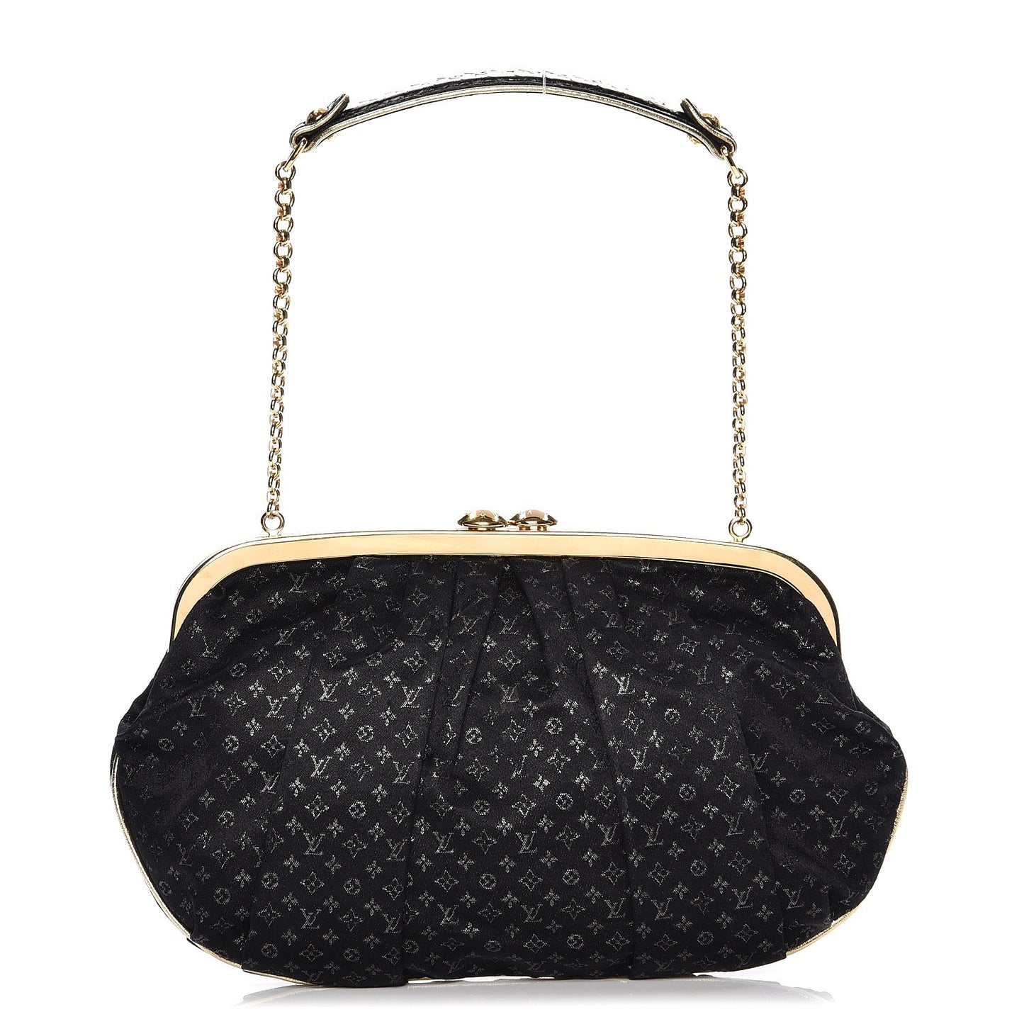 Satin Monogram Aumoniere Clutch Black
