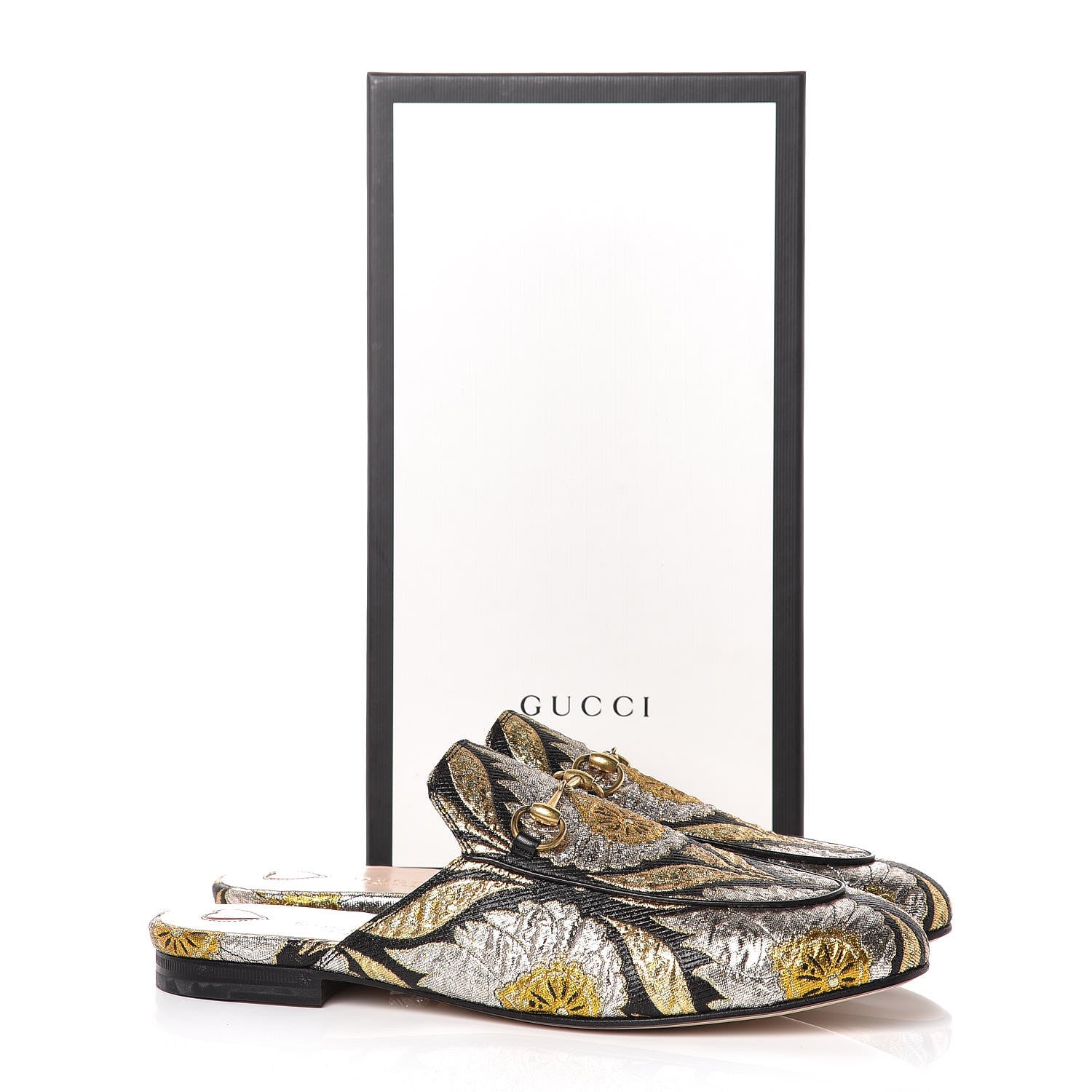 Gucci Jacquard Floral Womens Princetown Slippers 40 Oro Black 9 of 9