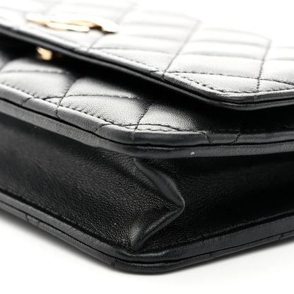 Chanel Lambskin Quilted Crystal CC Wallet On Chain WOC Black 11 of 11