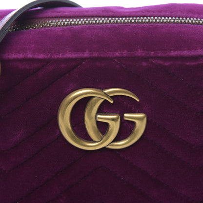 Gucci Velvet Matelasse Small GG Marmont Chain Shoulder Bag Fuchsia Violet Cyclamen 10 of 10