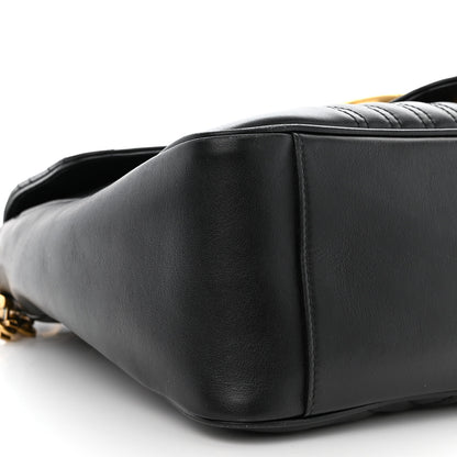Gucci Calfskin Matelasse Medium GG Marmont Top Handle Shoulder Bag Black 11 of 13