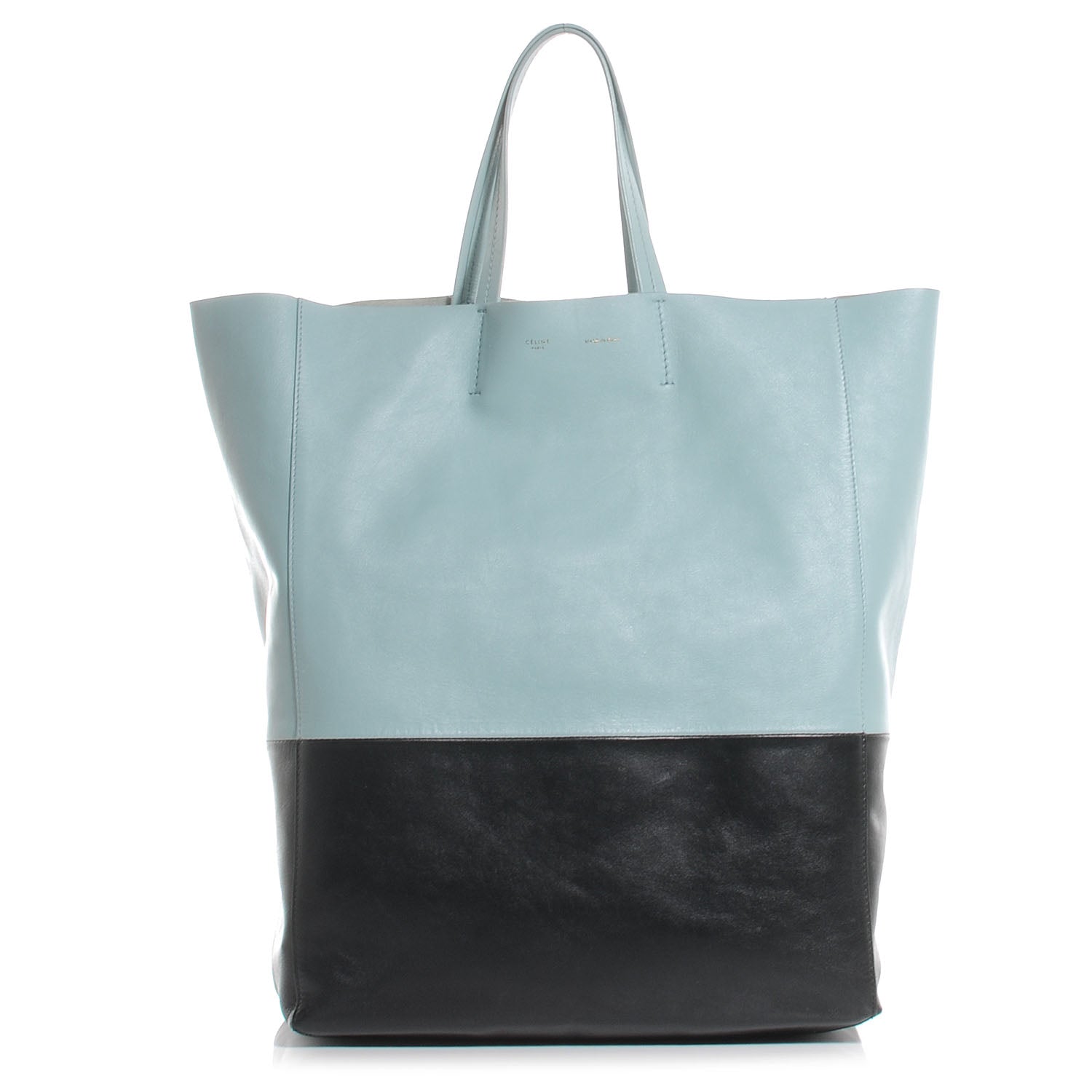 Celine Leather Vertical Bi-Color Cabas Light Blue Black 1 of 8