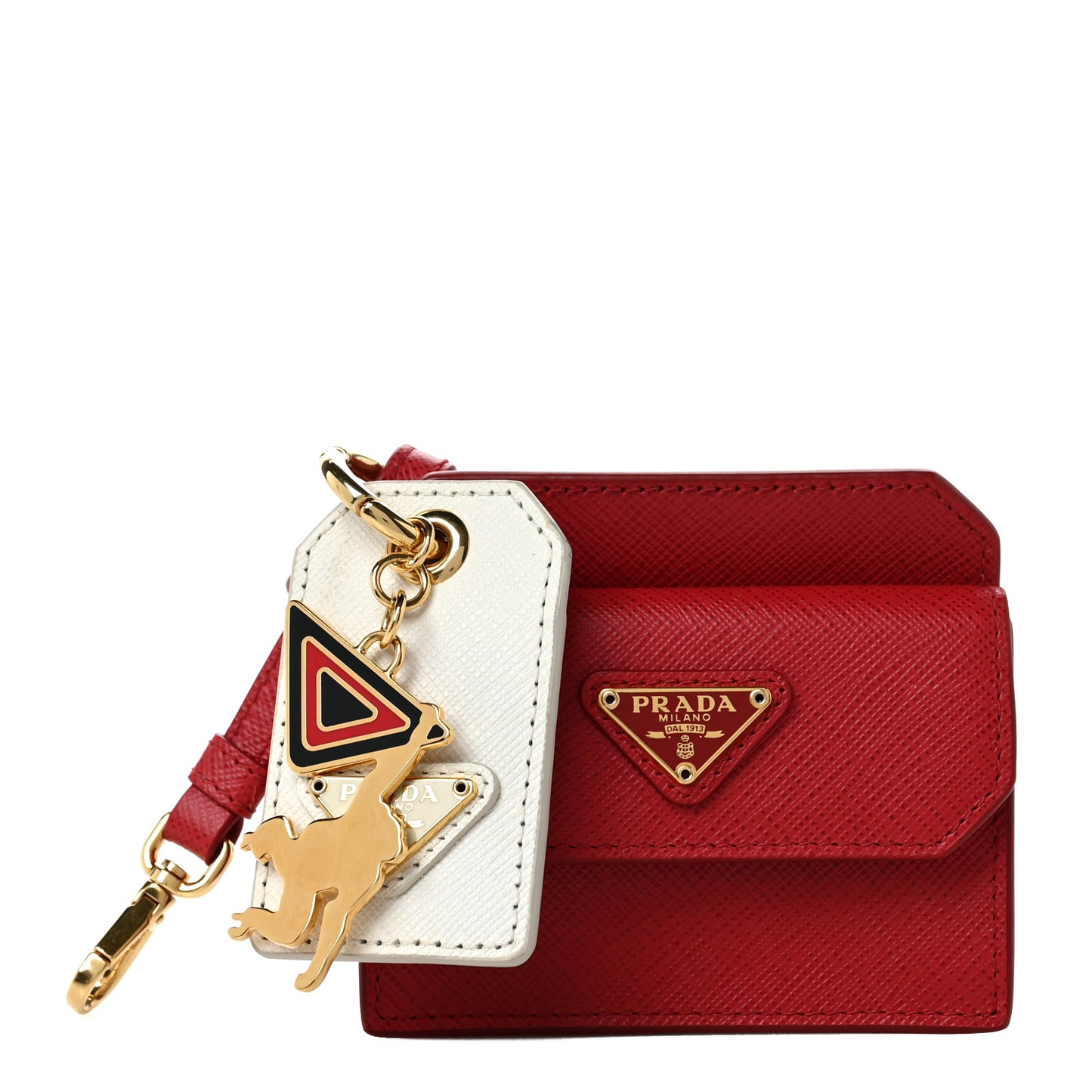 Saffiano Triangle Trick with Charm Key Chain Fuoco