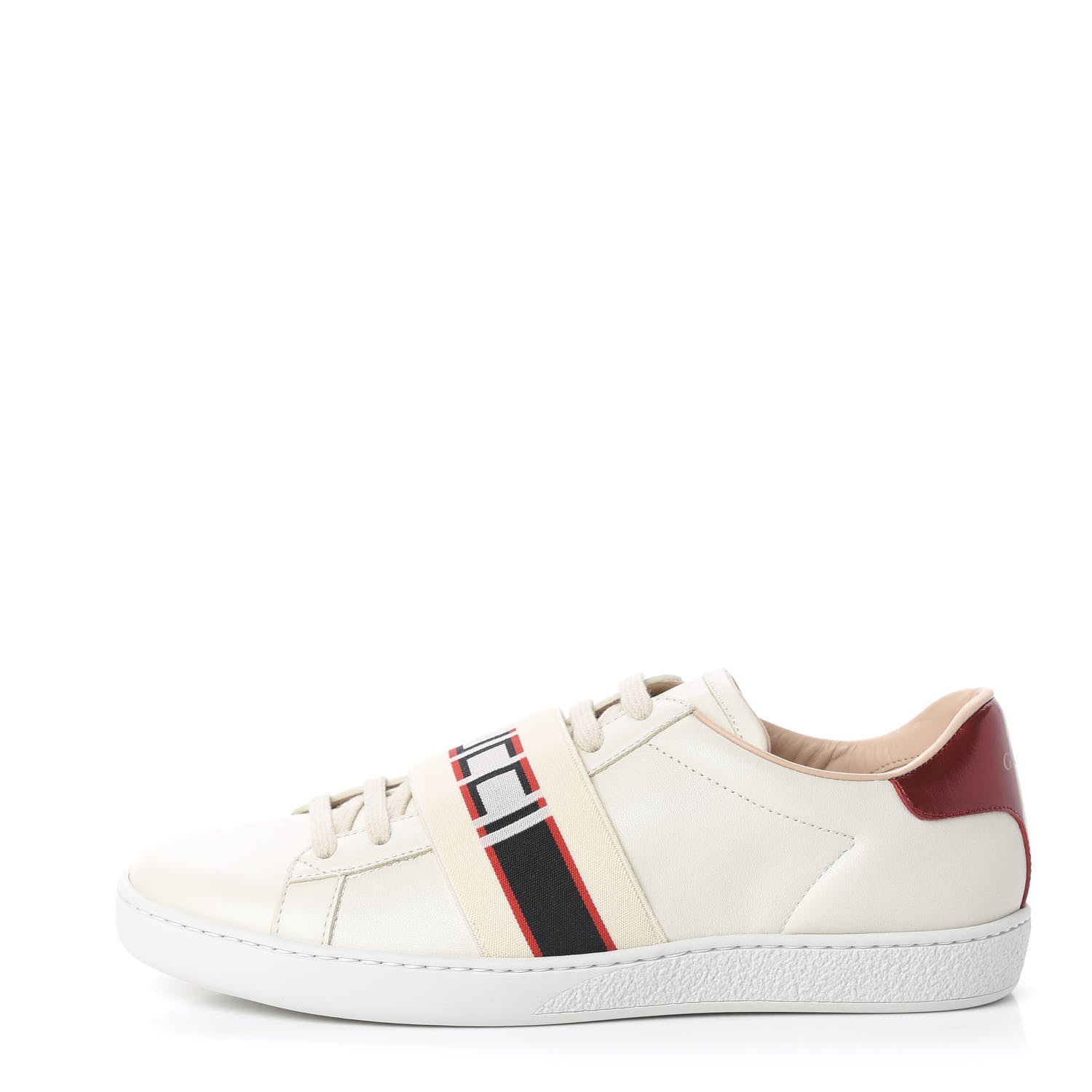 Gucci Calfskin Stripe Womens New Ace Sneakers 38 New Mystic White Ecru Red Flame 1 of 7