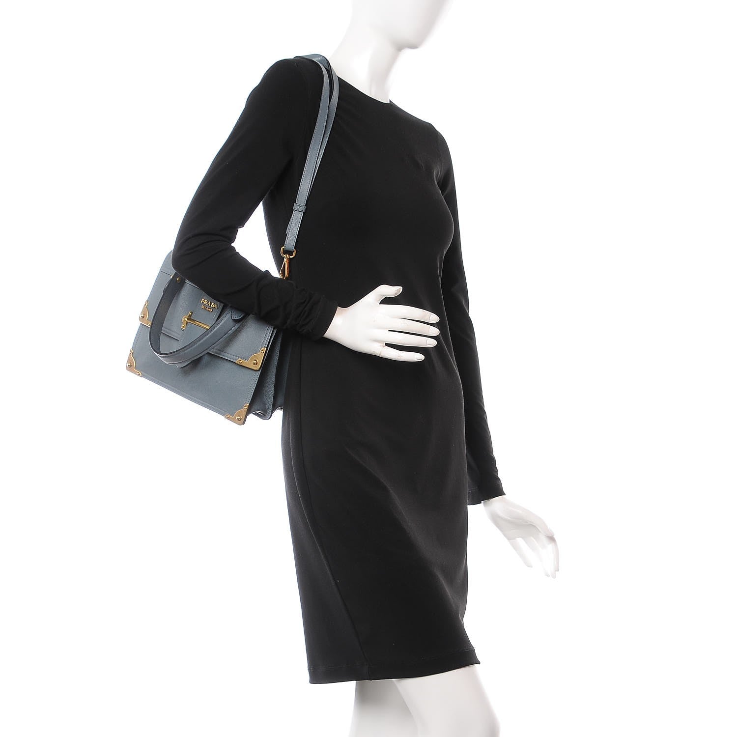 Prada Glace Calf Medium Soft Cahier Bag Marine Astrale 2 of 8