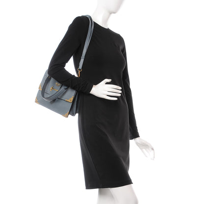 Prada Glace Calf Medium Soft Cahier Bag Marine Astrale 2 of 8