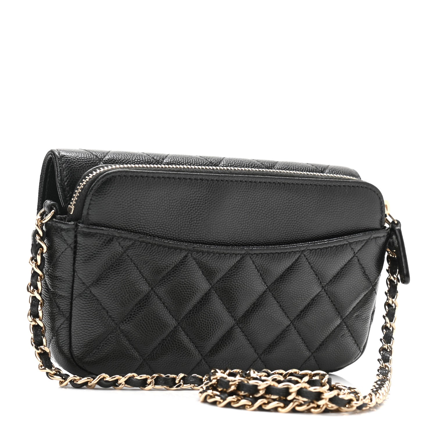 Chanel Caviar Quilted Flap Phone Holder With Chain Black 3 of 13