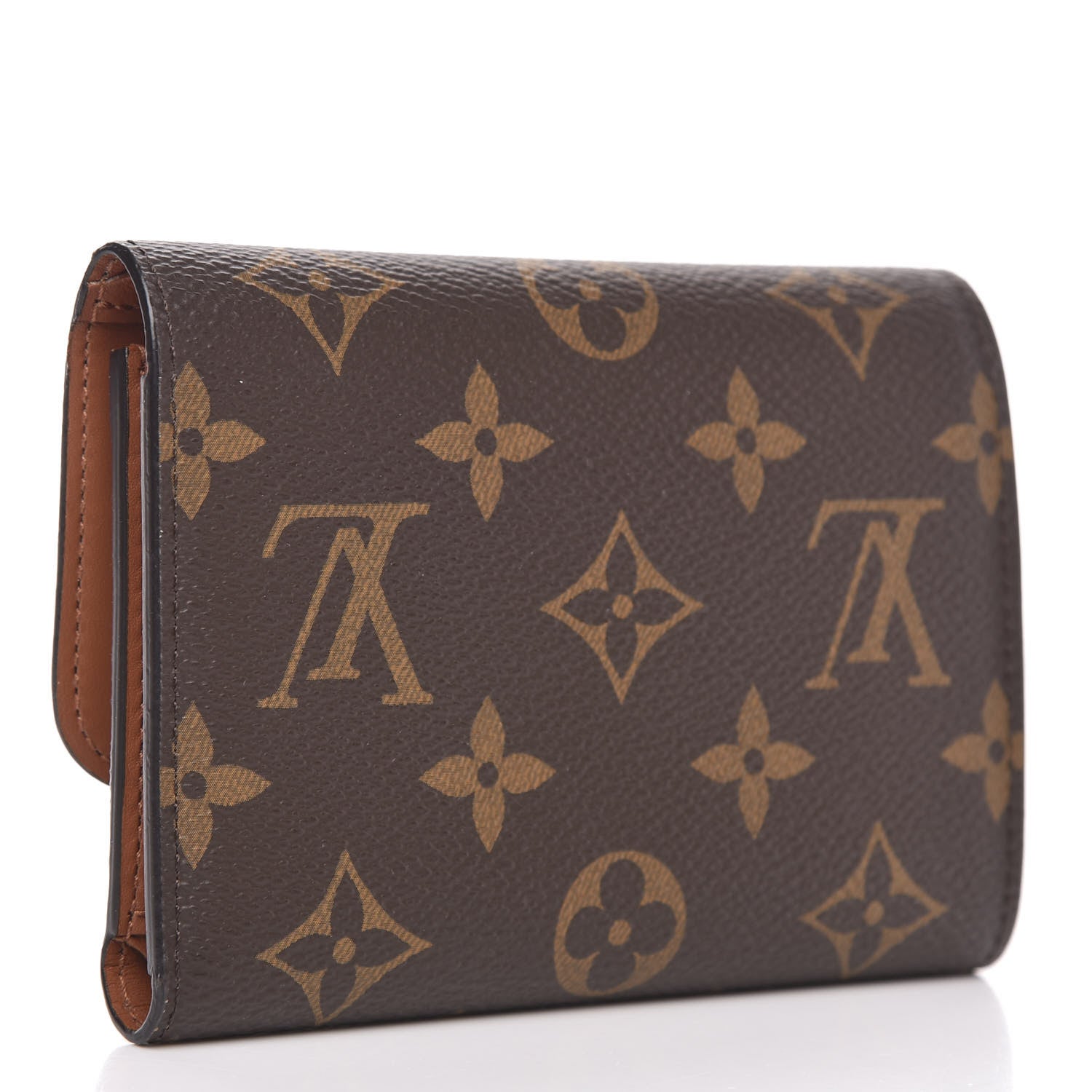 Louis Vuitton Monogram Flower Lock Compact Wallet Caramel 3 of 10