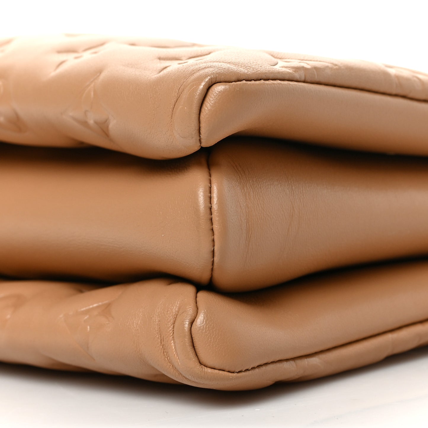 Lambskin Embossed Monogram Coussin PM Camel