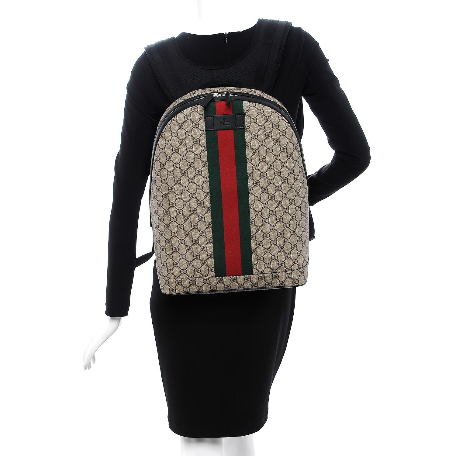 Gucci GG Supreme Monogram Web Dome Backpack Black 2 of 8