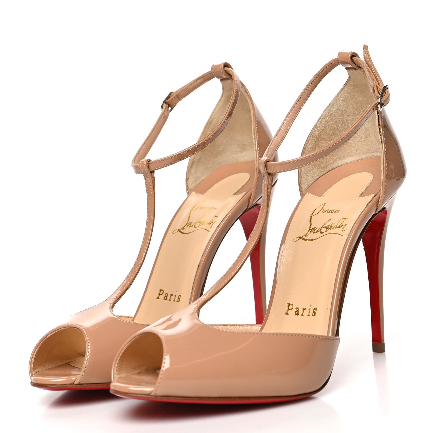 Christian Louboutin Patent Senora 100 Sandals 36.5 Nude 3 of 7