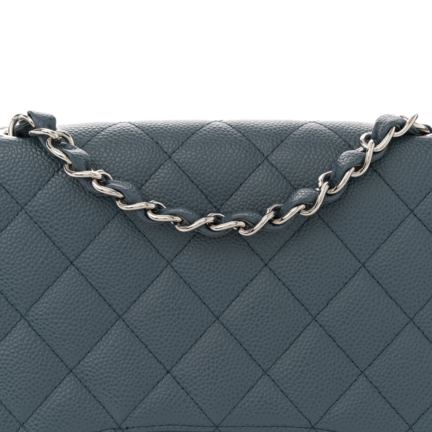 Caviar Quilted Jumbo Single Flap Blue