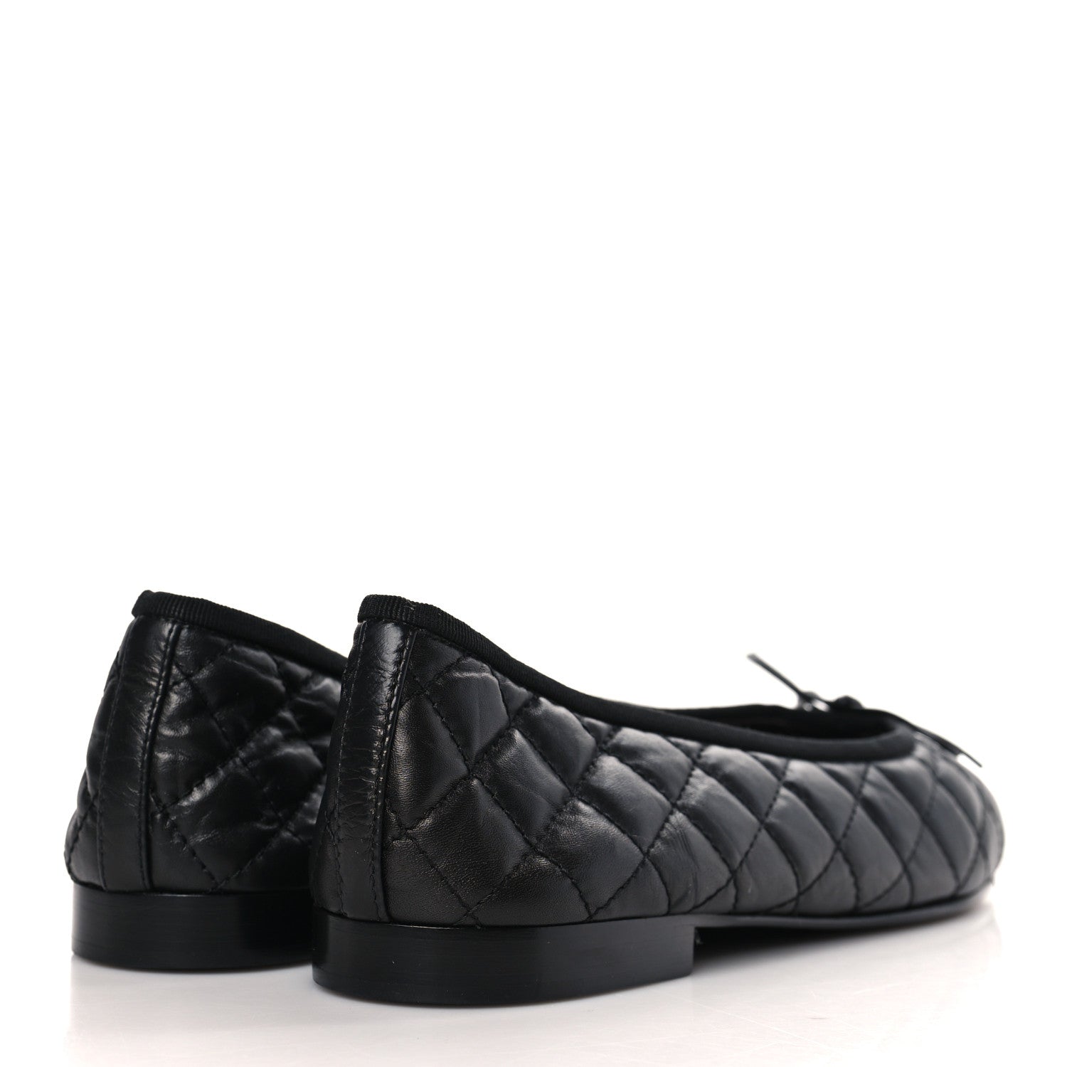 Chanel Aged Calfskin Quilted CC Cap Toe Ballerina Flats 41 Black 4 of 8
