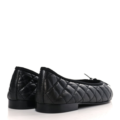 Chanel Aged Calfskin Quilted CC Cap Toe Ballerina Flats 41 Black 4 of 8