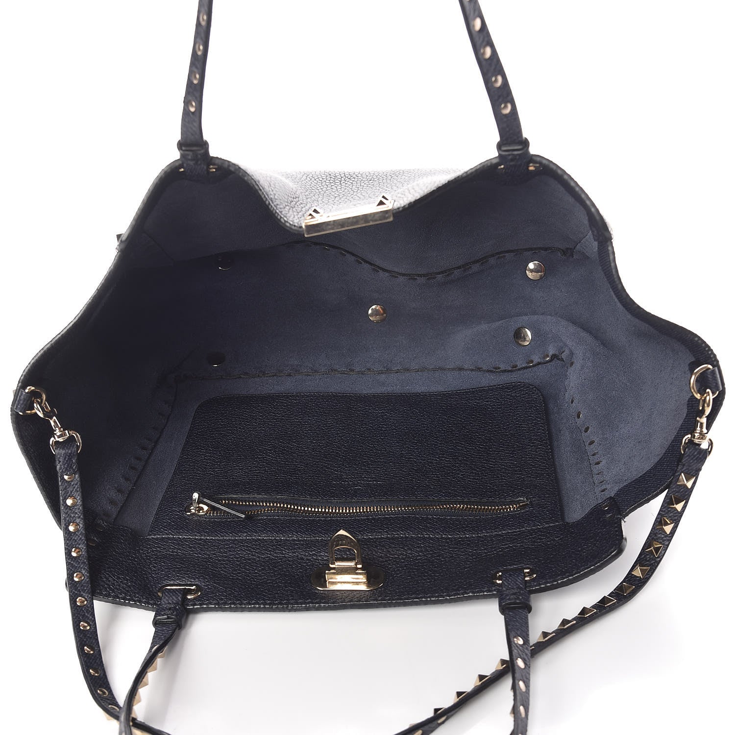 Valentino Garavani Pebbled Calfskin Medium Rockstud Tote Deep Denim 5 of 9