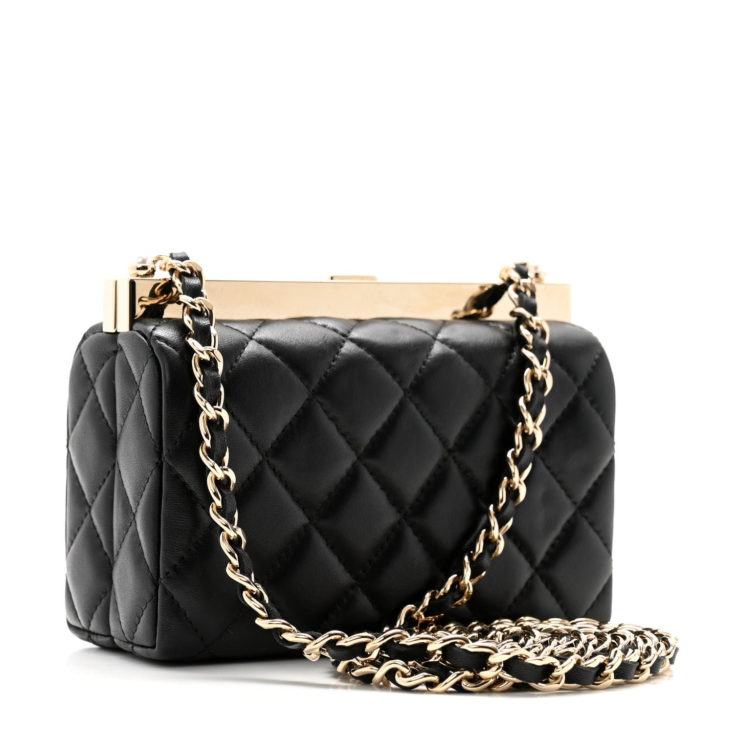 Lambskin Quilted Pearl CC Vanity Case Black