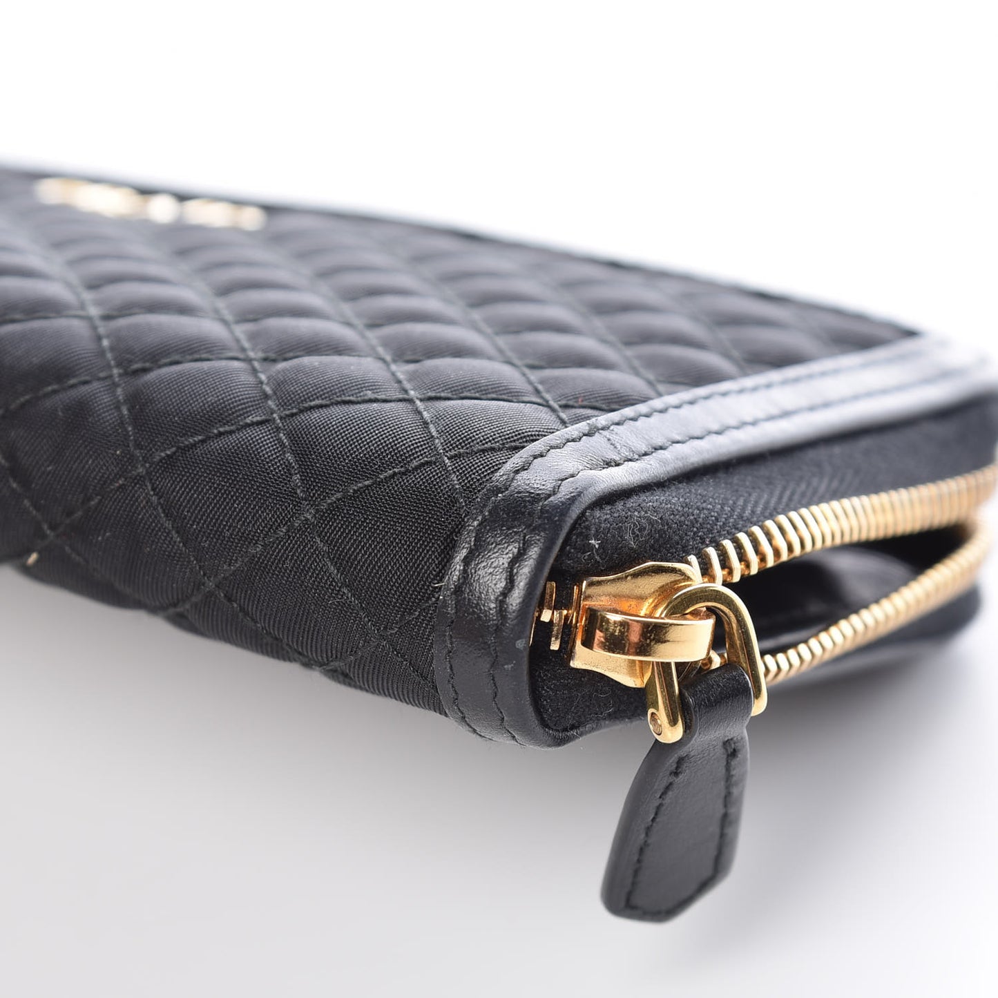 Tessuto Nylon Quilted Zip Around Wallet Black